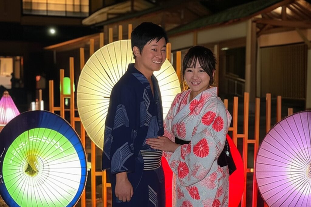 和傘ライトアップイベント「和傘の舞」開催中!! 2025年5月16日撮影