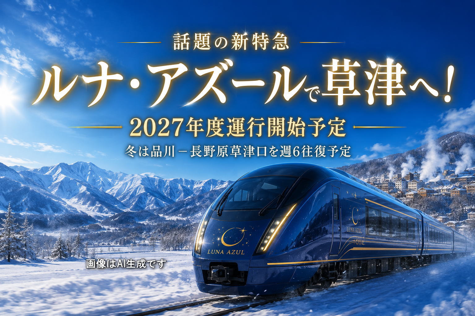 青田黒 中島藍川刻 2027年度初運行予定！新特急「ルナ・アズール」で草津温泉へ – 【公式