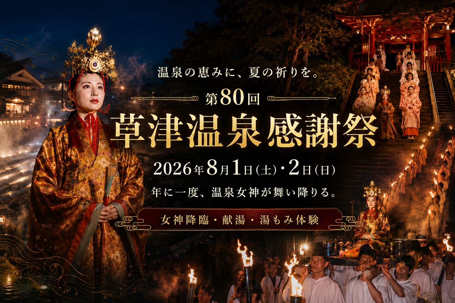 年に一度、温泉女神が舞い降りる｜第80回草津温泉感謝祭 – 【公式